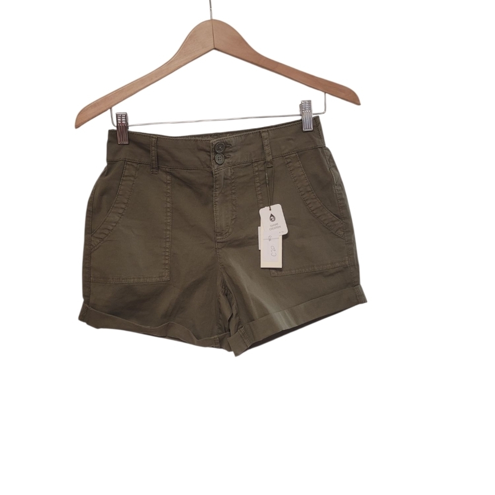 New Sanctuary Green High Rise Chino Shorts Size 24 Cotton Lightweight